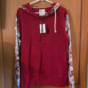 AMPERSAND AVE Deep Red Hoodie
